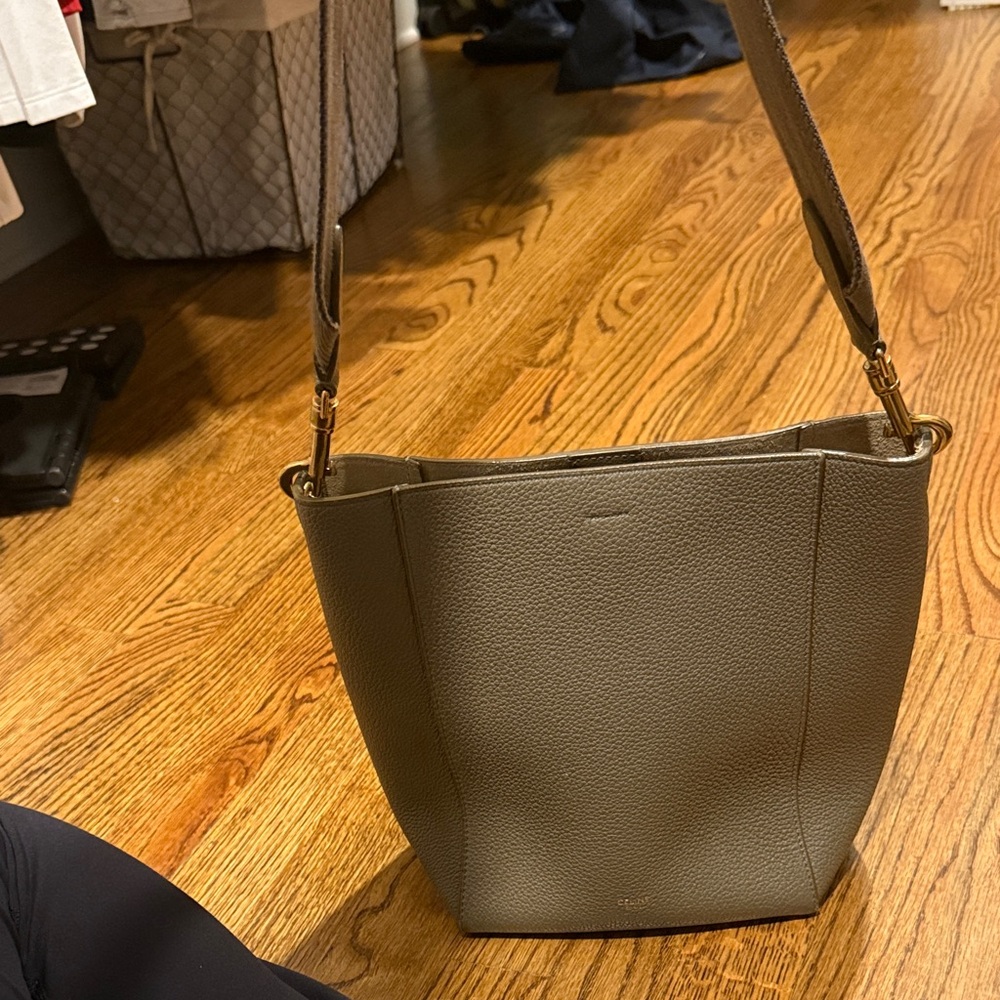 Celine Gray Leather Shoulder Bag